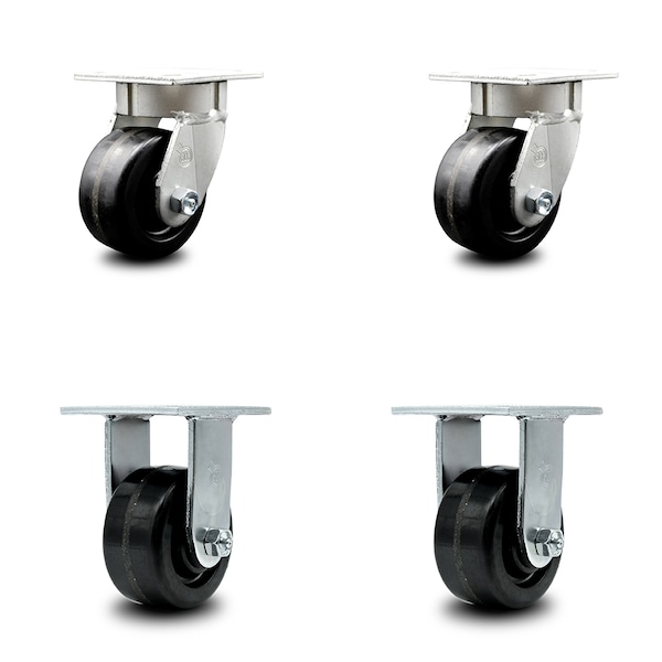 4 Inch Kingpinless Phenolic Wheel Swivel Caster Swivel 2 Rigid SCC, 2PK